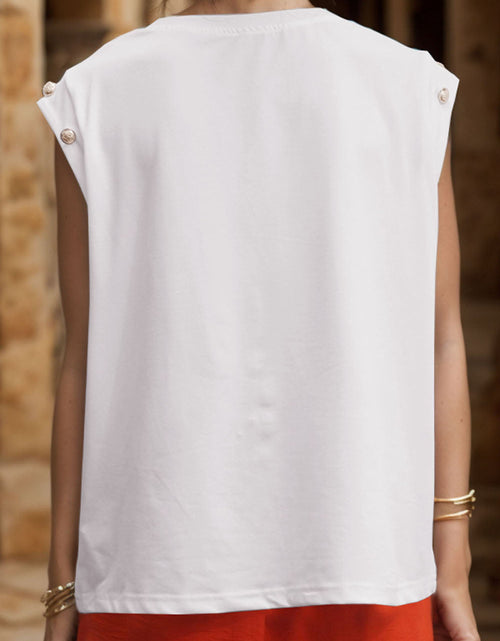 Load image into Gallery viewer, Perfee Decorative Button Round Neck T-Shirt
