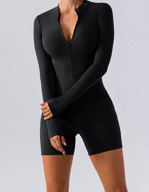 Load image into Gallery viewer, Half Zip Long Sleeve Active Romper
