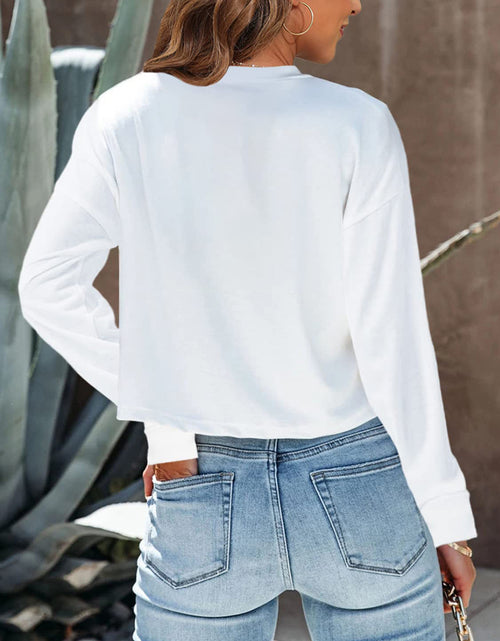 Load image into Gallery viewer, Round Neck Dropped Shoulder Long Sleeve T-Shirt
