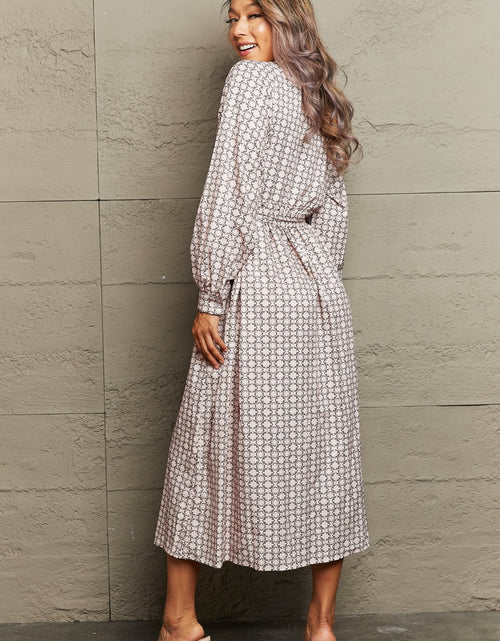 Load image into Gallery viewer, Perfee Printed Tie Waist Long Sleeve Dress
