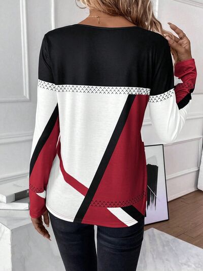 Load image into Gallery viewer, Contrast Round Neck Long Sleeve T-Shirt

