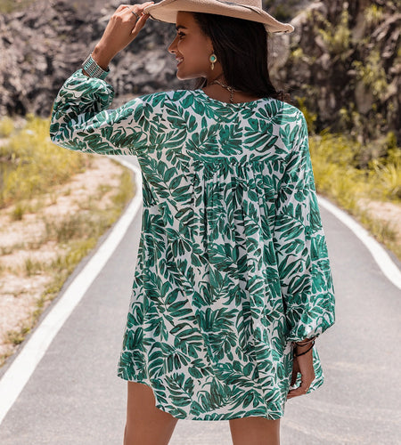 Long Sleeve V-Neck Mini Dress