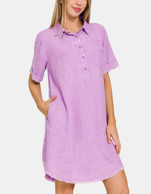 Load image into Gallery viewer, Zenana Washed Linen Raw Hem Dress with Pockets
