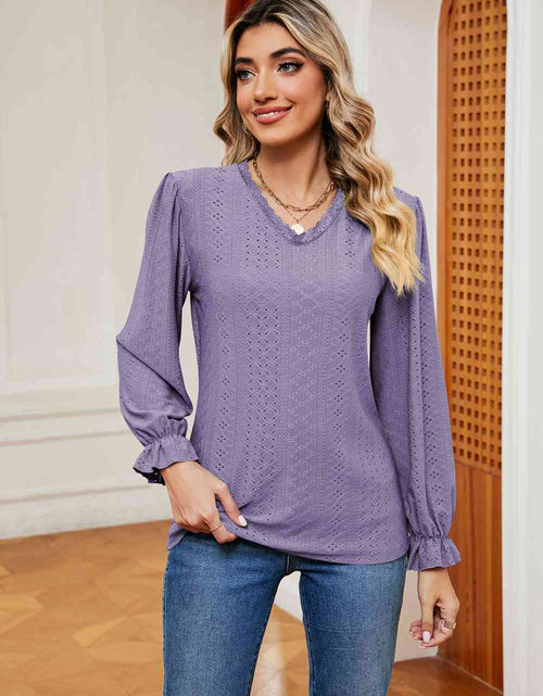 Load image into Gallery viewer, V-Neck Flounce Sleeve Blouse
