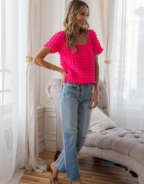 Load image into Gallery viewer, Sew In Love Bubble Textured Round Neck Short Sleeve T-Shirt
