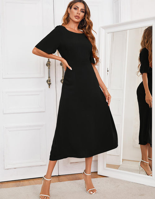 Load image into Gallery viewer, Round Neck Cutout Half Sleeve Dress
