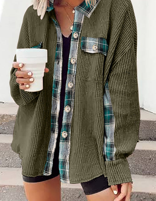 Load image into Gallery viewer, Plaid Button Down Collared Jacket
