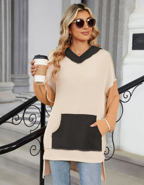 Load image into Gallery viewer, Double Take Contrast Hooded Long Sleeve Top
