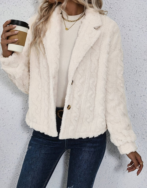 Load image into Gallery viewer, Fuzzy Button Up Collared Neck Jacket
