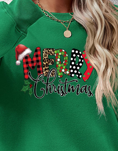 Load image into Gallery viewer, MERRY CHRISTMAS Round Neck Dropped Shoulder Sweatshirt
