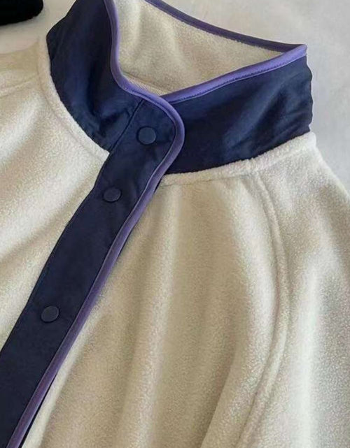 Load image into Gallery viewer, Double Take Snap Down Contrast Fleece Jacket with Pockets
