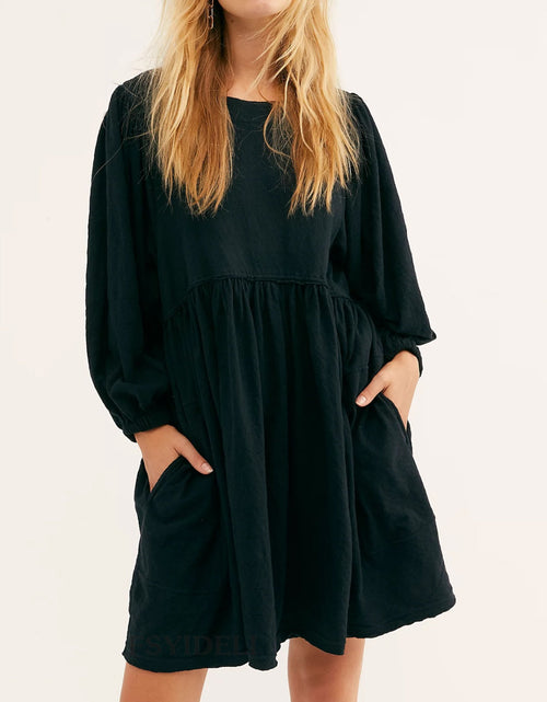 Load image into Gallery viewer, Cutout Textured Long Sleeve Mini Dress
