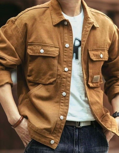Load image into Gallery viewer, Men's Washed Collared Neck Cargo Jacket
