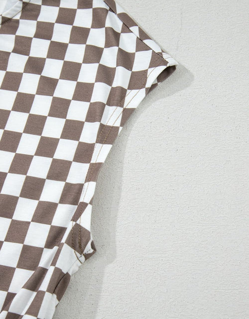 Load image into Gallery viewer, Checkered Print Crew Neck Wide Leg Jumpsuit
