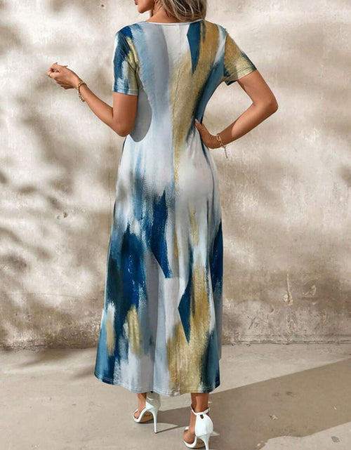 Load image into Gallery viewer, Tie-Dye V-Neck Short Sleeve Midi Tee Dress

