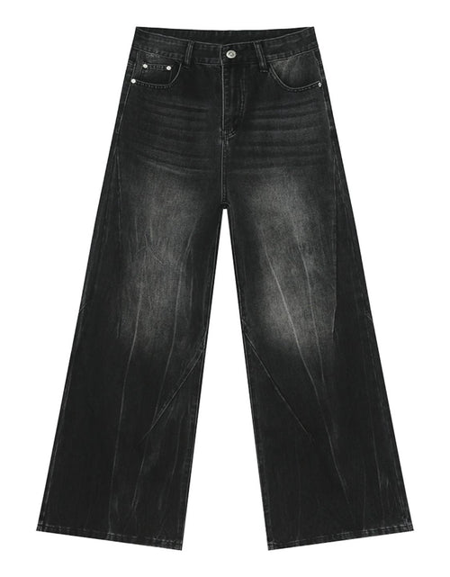 Load image into Gallery viewer, Washed Lightning Pattern Wide Leg Jeans

