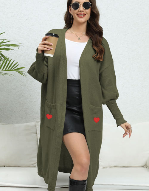 Load image into Gallery viewer, Lantern Sleeve Open Front Pocketed Cardigan
