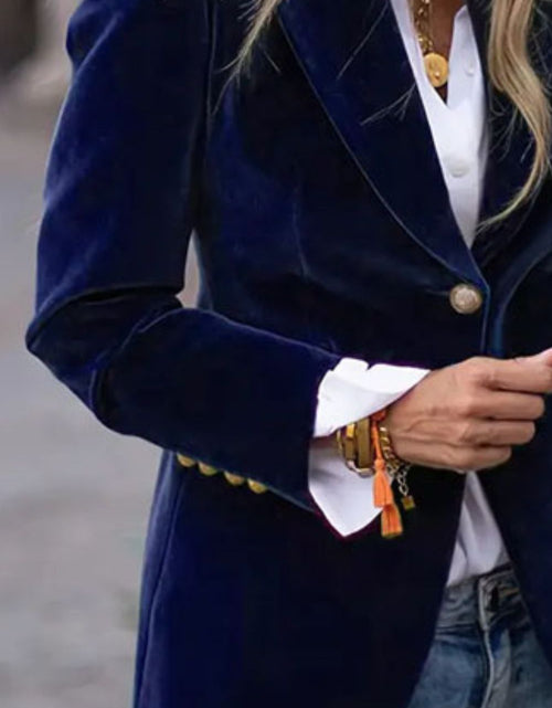 Load image into Gallery viewer, One Button Lapel Collar Long Sleeve Blazer
