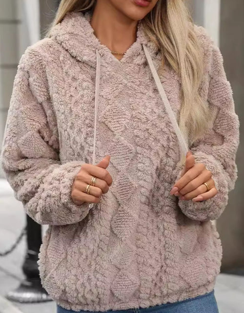 Load image into Gallery viewer, Drawstring Long Sleeve Plush Hoodie
