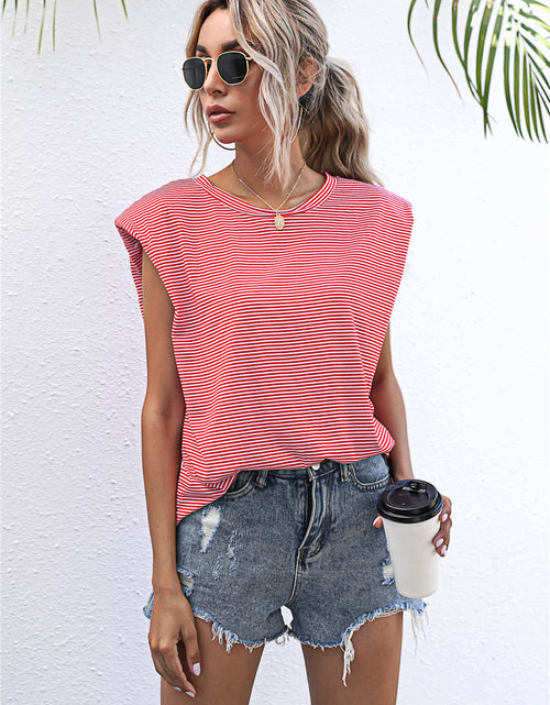 Load image into Gallery viewer, Round Neck Cap Sleeve Tee
