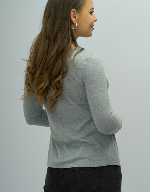 Load image into Gallery viewer, Shiny Buttoned Long Sleeve Round Neck Tee
