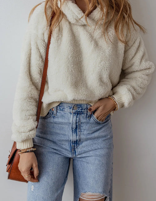 Load image into Gallery viewer, Fuzzy Dropped Shoulder Long Sleeve Hoodie
