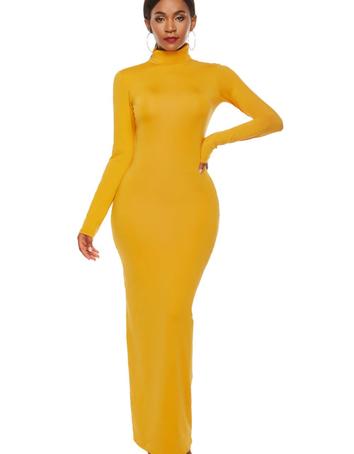 Load image into Gallery viewer, Mock Neck Long Sleeve Maxi Slim Dress
