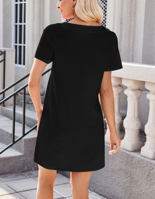 Load image into Gallery viewer, Lovelet Square Neck Short Sleeve Mini Tee Dress
