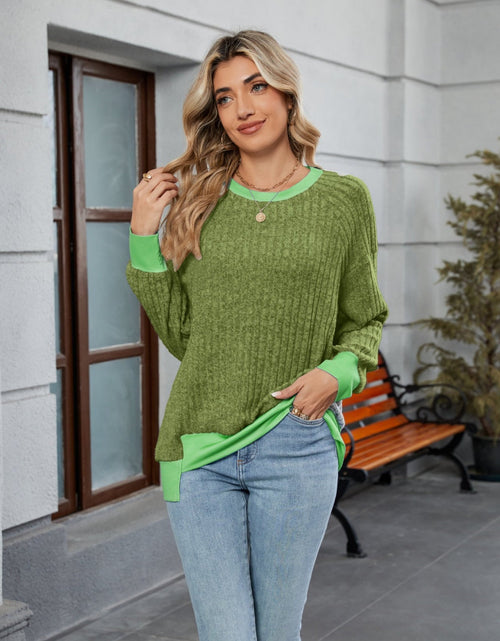 Load image into Gallery viewer, Contrast Trim Round Neck Long Sleeve T-Shirt
