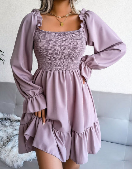 Load image into Gallery viewer, Smocked Flounce Sleeve Square Neck Dress
