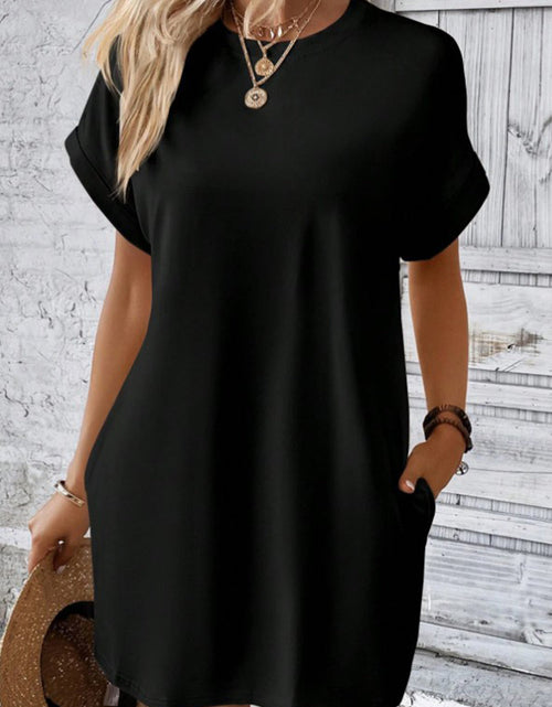 Load image into Gallery viewer, Pocketed Round Neck Short Sleeve Dress

