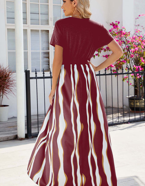 Load image into Gallery viewer, Smocked High-Low Printed Surplice Dress
