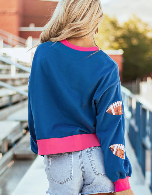 Load image into Gallery viewer, Contrast Football Long Sleeve Sweatshirt
