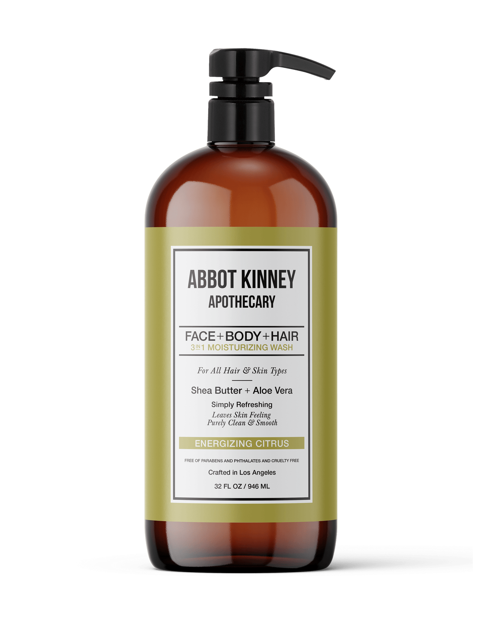 Abbot Kinney Apothecary Men's 3-in-1 Moisturizing Shampoo, Conditioner, and Body Wash - Energizing Citrus 32oz by  Los Angeles Brands