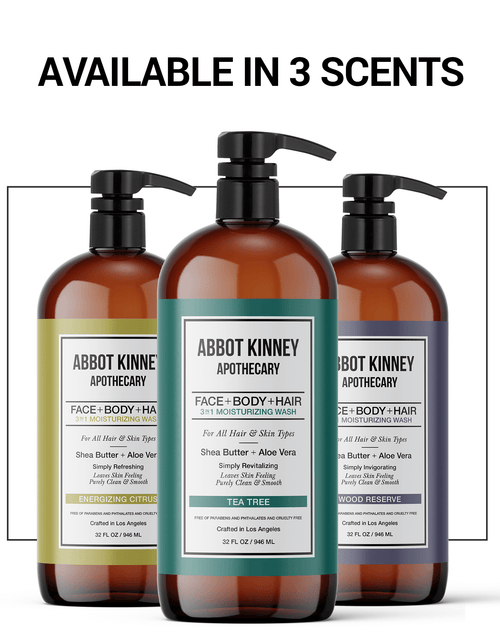 Load image into Gallery viewer, Abbot Kinney Apothecary Men's 3-in-1 Moisturizing Shampoo, Conditioner, and Body Wash, Tea Tree 32oz by  Los Angeles Brands
