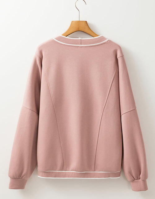 Load image into Gallery viewer, Contrast Trim V Neck Button Up Cardigan
