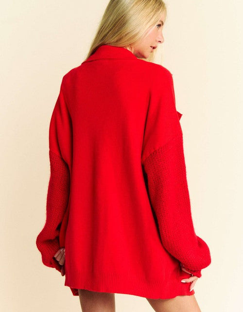 Load image into Gallery viewer, Davi &amp; Dani Button Up Dropped Shoulder Cardigan with Pockets

