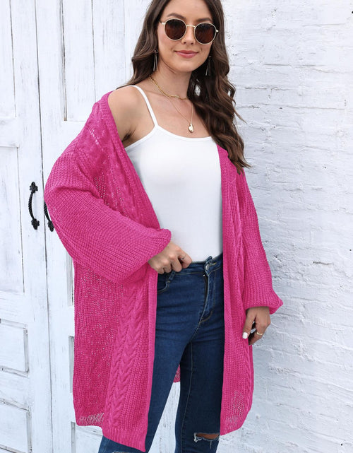 Load image into Gallery viewer, Cable-Knit Open Front Long Sleeve Cardigan
