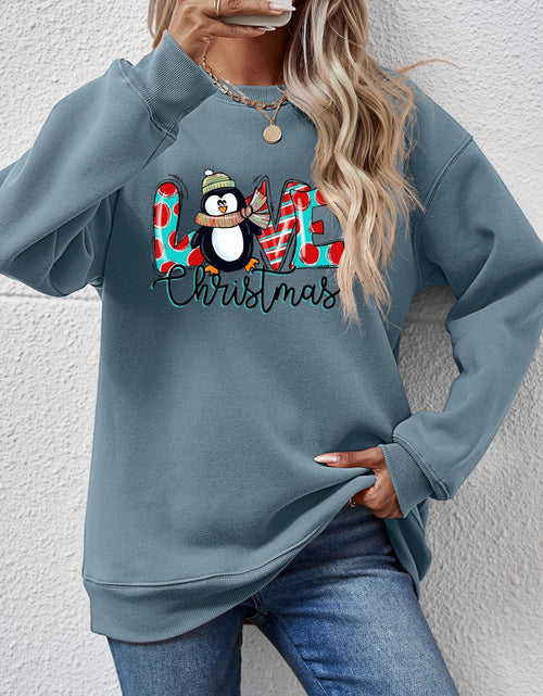Load image into Gallery viewer, LIVE CHRISTMAS Drop Shoulder Round Neck Sweatshirt
