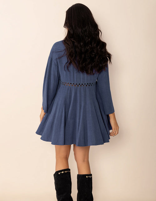Load image into Gallery viewer, Cutout Johnny Collar Long Sleeve Mini Dress
