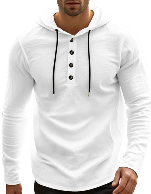 Load image into Gallery viewer, Men's Full Size Drawstring Button Detail Long Sleeve Hoodie Plus Size
