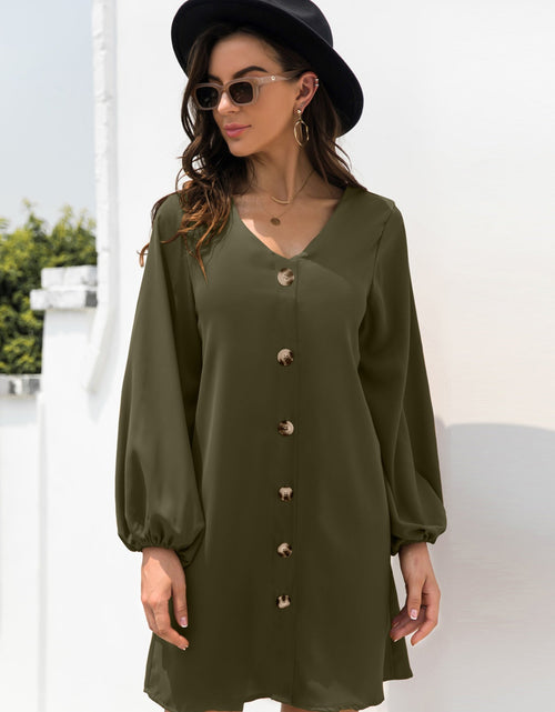 Load image into Gallery viewer, V-Neck Long Sleeve Mini Dress
