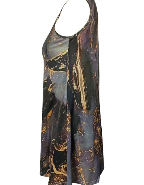 Load image into Gallery viewer, Shiny Abstract Print Round Neck Sleeveless Dress with Pockets
