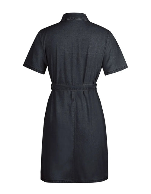 Load image into Gallery viewer, Full Size Zip Front Short Sleeve Denim Dress Plus Size
