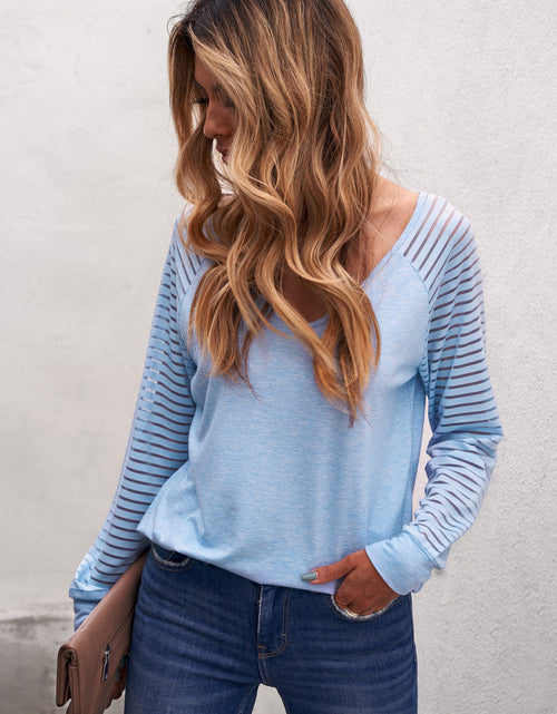 Load image into Gallery viewer, Sheer Striped V-Neck Top
