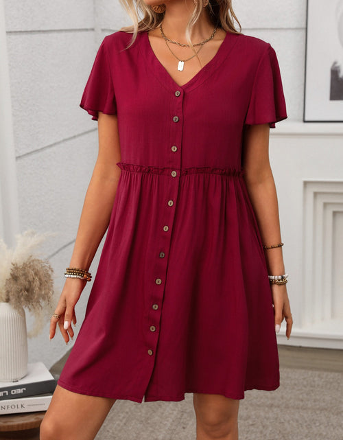 Load image into Gallery viewer, Button Front Flutter Sleeve Dress
