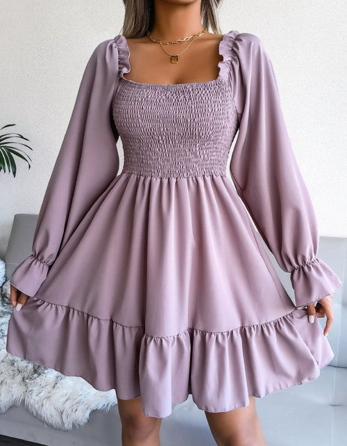 Load image into Gallery viewer, Smocked Flounce Sleeve Square Neck Dress
