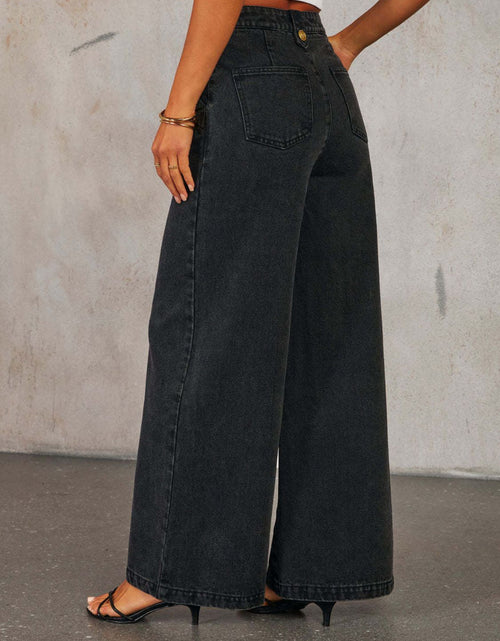 Load image into Gallery viewer, Button Decor High Rise Wide Leg Jeans
