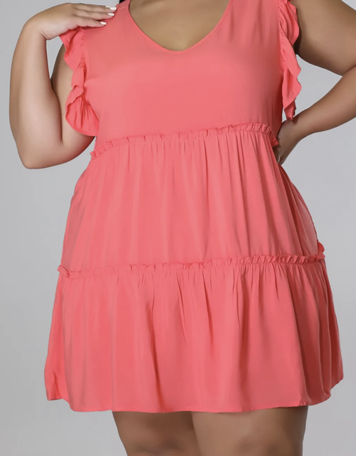 Load image into Gallery viewer, Plus Size V-Neck Frill Trim Mini Dress
