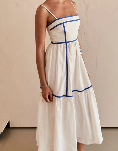 Load image into Gallery viewer, Contrast Trim Square Neck Midi Cami Dress

